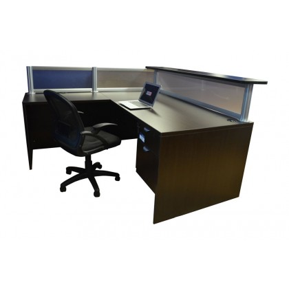 L-Shape Reception Desk with Frosted Glass
